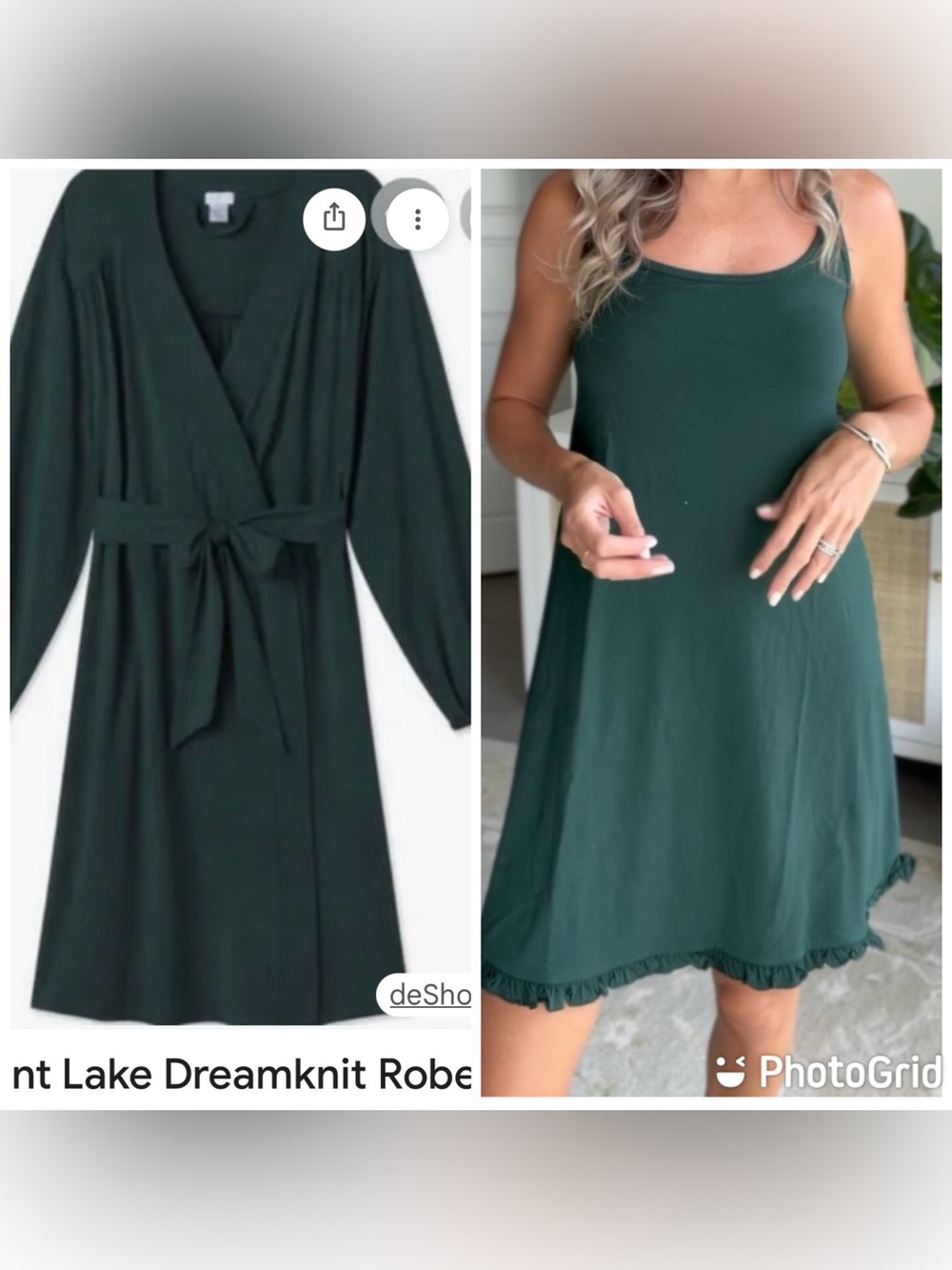 LAKE Set Dreamknit Robe & Charlotte Nightgown in Forest Green